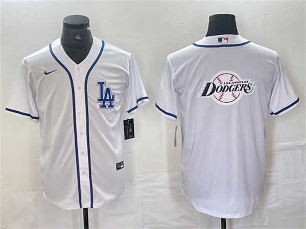 Mens Los Angeles Dodgers Team Big Logo White Cool Base Stitched Baseball Jerseys->los angeles dodgers->MLB Jersey